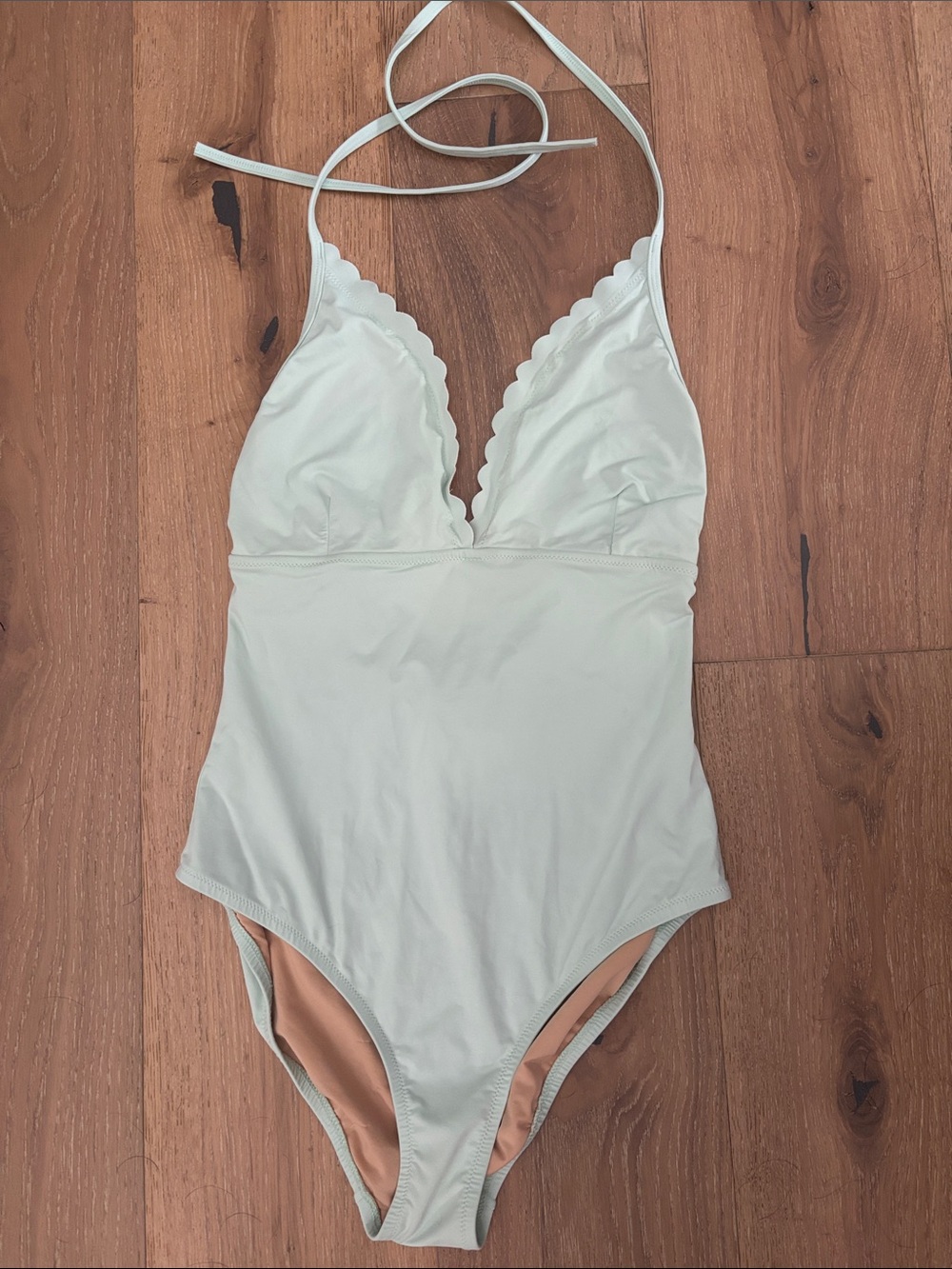 J. Crew Scalloped One-Piece Swimsuit in Light Mint